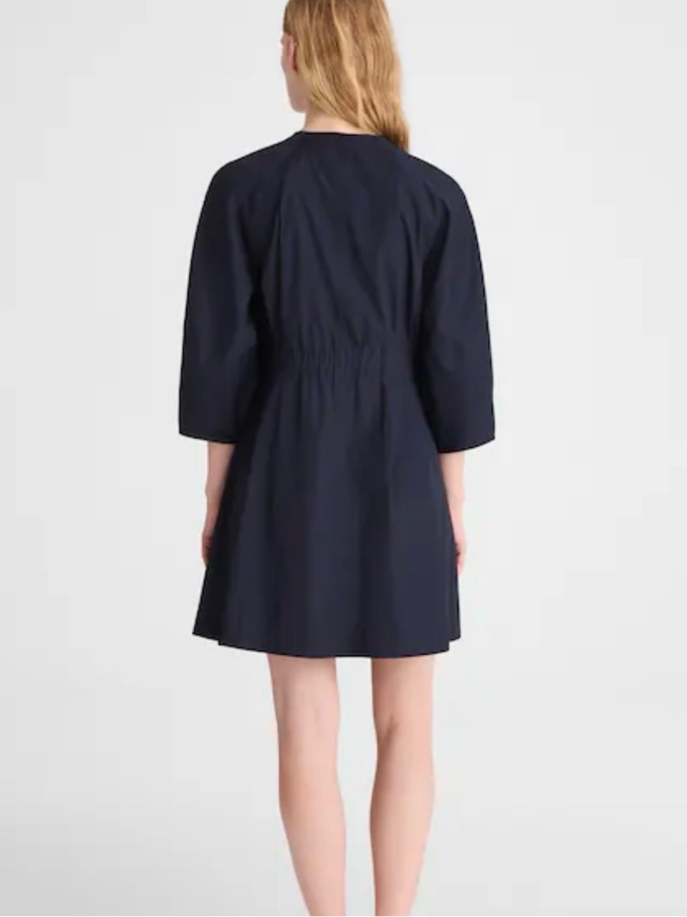 Madewell Sculptural Sleeve Navy Pleated Mini Dress Sz 6 - Picture 3 of 12